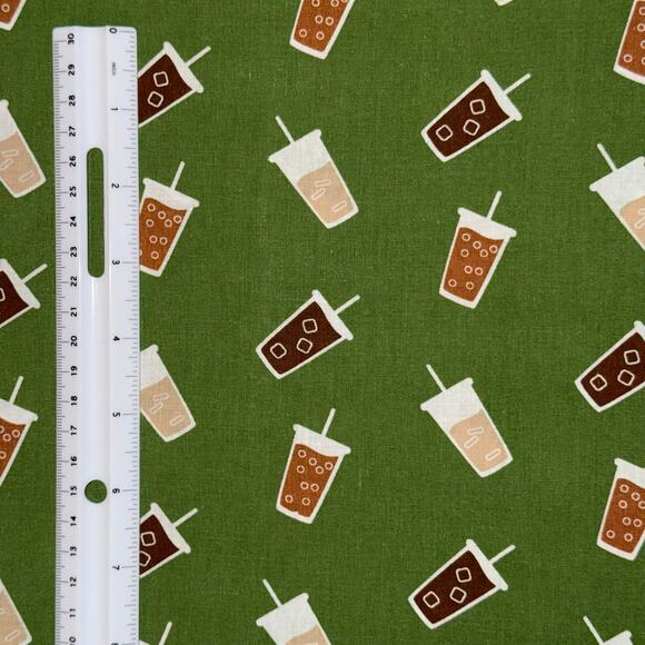 Iced Coffee Cotton Fabric by Quilter's Showcase in Green - 1/2 Yard - Picture 3 of 5